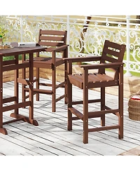 Gymax Patio Bar Stools Set of 4 Tall Adirondack Chair w/ Backrest Armrests & Footrests