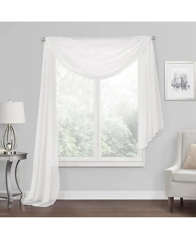 Kate Aurora Elegant Sheer Voile Window Scarf Valance - White