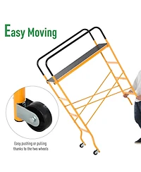 Homcom 4-Step Steel Steel Scaffold 2 Wheels Platform Anti-Skid Film