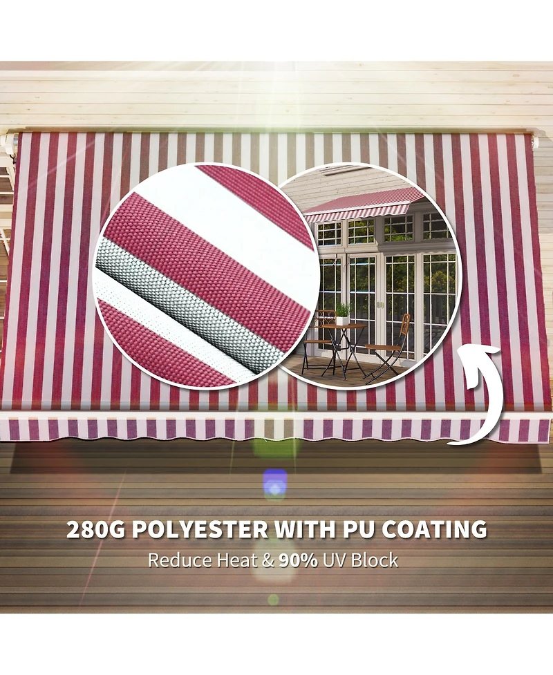 Outsunny 10'x8' Retractable Sun Shade Patio/Window Awning, Polyester Fabric,