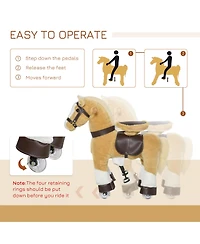 Qaba Kids Ride-on Walking Horse with Easy Rolling Wheels,