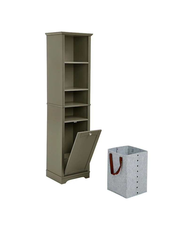 Casainc 64" Tall Bathroom Storage Cabinet with Adjustable Shelves, Laundry Hamper & Hidden Storage