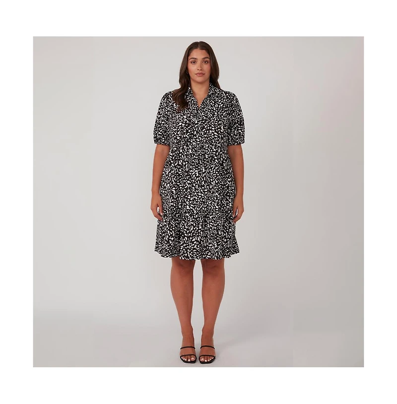 Estelle Plus Size Abstract Spot Shirt Dress