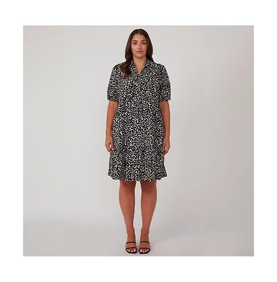 Estelle Plus Size Abstract Spot Shirt Dress