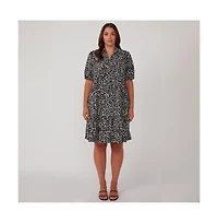 Estelle Plus Size Abstract Spot Shirt Dress