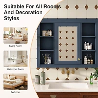Casainc 35" x 27.5" Bathroom Mirror Cabinet with 6 Open Shelves, Wall Mounted Medicine (No Vanity)