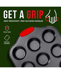 Baking Set – 10 Piece Kitchen Oven Bakeware Set – Deluxe Non-Stick Blue Coating Inside and Outside – Carbon Steel – Red Si