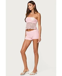 Edikted Women's Tahna Flower Crochet Shorts