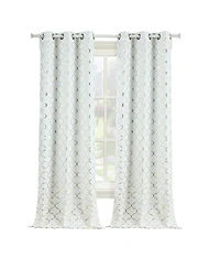 Kate Aurora 2 Pack Cotton Blend Shabby Metallic Quatrefoil Lattice Ultra Luxurious Grommet Top Window Curtain Panels - 38 in. W x L