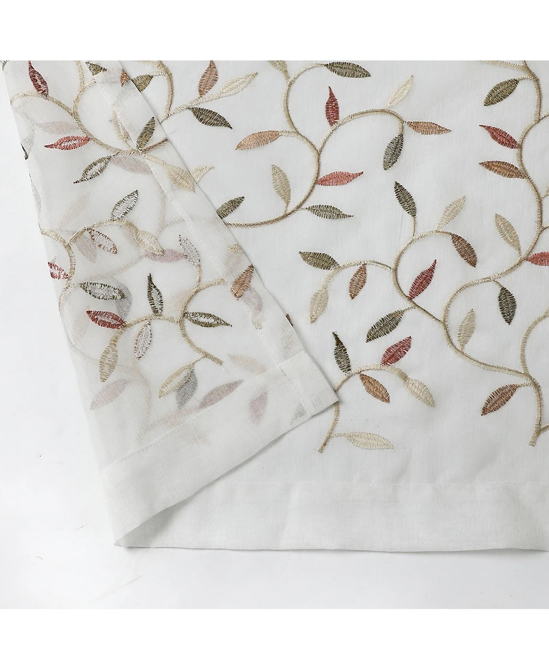 Kate Aurora Shabby Sheer Embroidered Complete 3 Piece Floral Rod Pocket Cafe Kitchen Curtain Tier & Valance Set