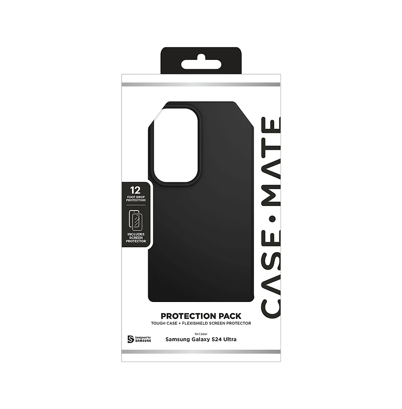 Case-Mate Protection Pack Tough Case and Glass Screen Protector for Samsung Galaxy S24 Ultra-Black