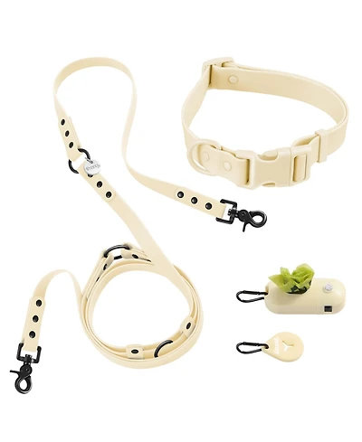 The Licker Store, Luna 8FT Adjustable 6-in-1 Waterproof Hands-Free Leash and Collar with Led Flashlight, Bag Dispenser