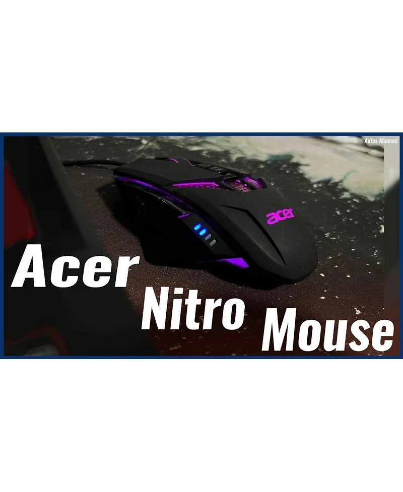 Acer Nitro Gaming Mouse – Customizable Weight, 8 Buttons, 6 Adjustable Dpi, Lighting (NMW810 - Renewed)