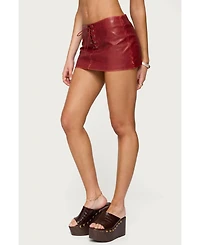 Edikted Women's Lace Up Faux Leather Mini Skort