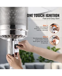 Slickblue Hammered Finish Tall Propane Heater with Integrated Table – Elegant Outdoor Heating Solution for Patio or Garden