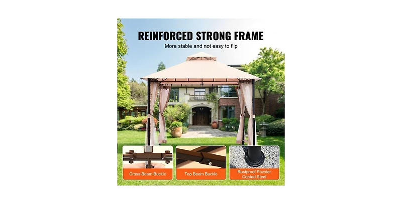 Slickblue Outdoor Gazebo with Durable Metal Frame and Full Mosquito Netting – Fits 6 to 8 People for Patio or Garden Use