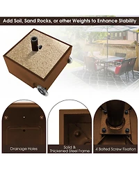 Gymax 170lbs Patio Umbrella Base Stand Wheels Planter Outdoor Heavy Duty Garden