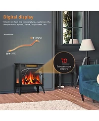 Cowsar Electric Fireplace Heater 17" with Remote Control, Cathedral Stylish, Different Flame Effects and Log Set Colors, Adjustable Brightness and Hea