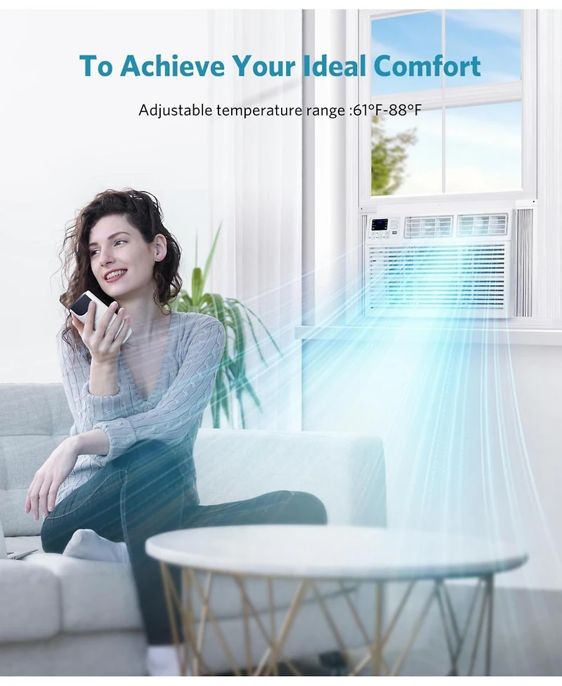 Cowsar 12,000 Btu Window Air Conditioner Cools up to 550 Sq. ft, Ultra Quiet Window Ac Unit with Remote Control, 4 in 1 Energy Saving Air Conditioner