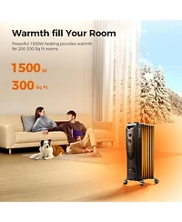 Cowsar Portable Electric Radiator Heater, Oil Filled with 3 Heat Settings, Adjustable Thermostat, Overheat & Tip-Over Protection For Indoor Use, 1500W