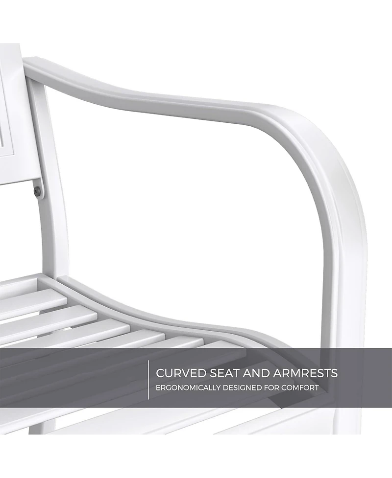 Mondawe All-Iron Park Chair With Floral Backrest,Multi-Layer Rustproof Coating & Adjustable Foot Pad