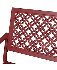 Mondawe All-Iron Park Chair With Floral Backrest,Multi-Layer Rustproof Coating & Adjustable Foot Pad