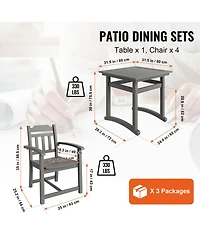 Slickblue 5-Piece Outdoor Dining Set with Square Table and Chairs for Deck or Backyard