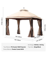 Slickblue Large Outdoor Gazebo with Mosquito Netting and Reinforced Metal Frame – Fits 10 to 12 People for Garden Use