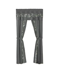 Kate Aurora Complete 5 Pc Window a Bag Embroidered Floral Country Flax Sheer Curtain & Valance Set