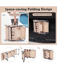 2PCS Outdoor Beach Lounge Chair Folding Chaise Lounge with Pillow