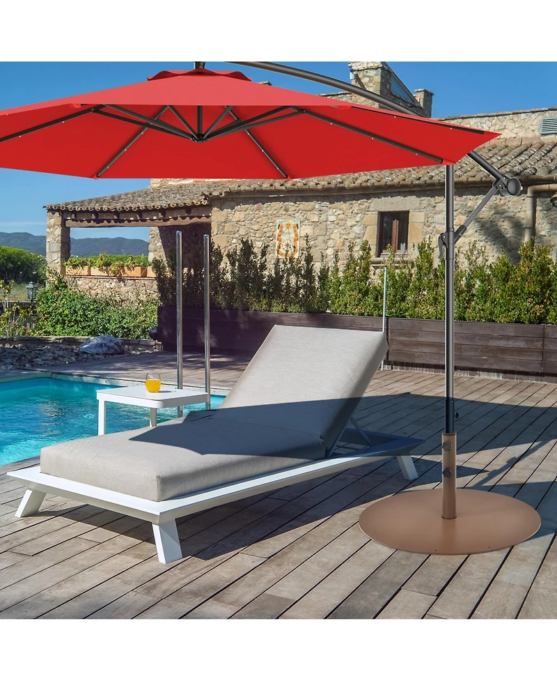 Gymax Round Weighted Patio Umbrella Base Stand 59 lbs w/ 3 Adapters