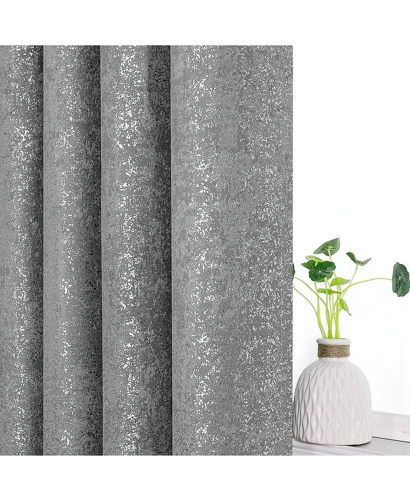Kate Aurora 2 Piece Metallic Sparkle Thermal Grommet Blackout Curtain Panels