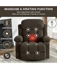 Swinging Recliner Massage Heated Sofa with Usb and 2 Cup Holders