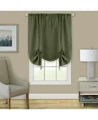 Kate Aurora Shabby Linen Farmhouse Sheer Flax Curtain Tie Up Single Window Shade - 42 in. W x 63 L, Toast