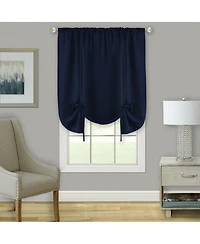 Kate Aurora Shabby Linen Farmhouse Sheer Flax Curtain Tie Up Single Window Shade - 42 in. W x 63 L, Toast