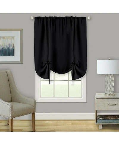 Kate Aurora Shabby Linen Farmhouse Sheer Flax Curtain Tie Up Single Window Shade - 42 in. W x 63 L, Toast