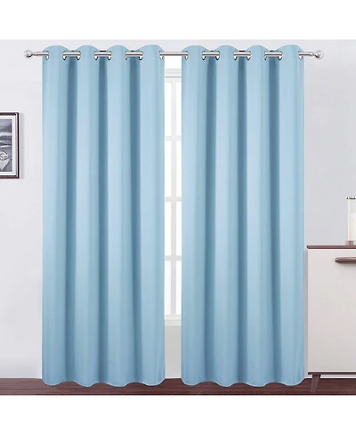 GoodGram 2 Pack: Hotel Thermal Grommet 100% Blackout Curtains - 52 in. W x 84 in. L, Cambridge Light Blue