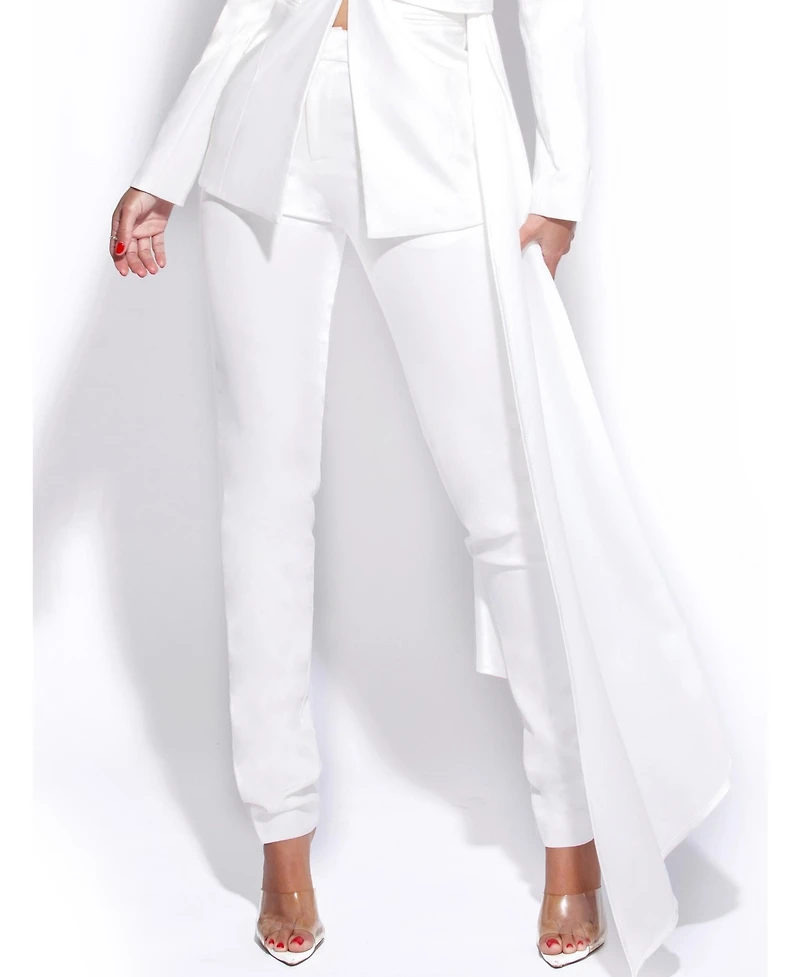 Miss Circle Women Vayla White Skinny Fit Crepe Trousers
