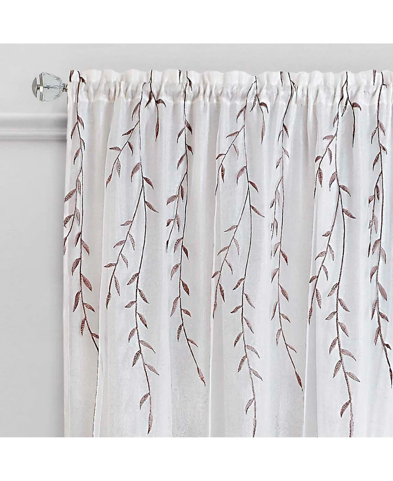 Kate Aurora Traditional Home 2 Pack Double Layered Embroidered Floral Sheer Curtains