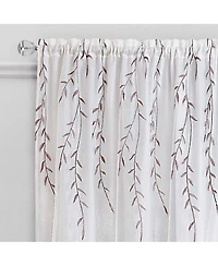 Kate Aurora Traditional Home 2 Pack Double Layered Embroidered Floral Sheer Curtains