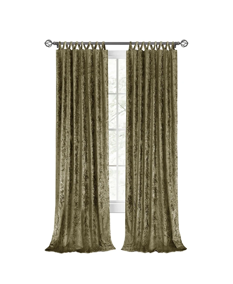 Kate Aurora Park Avenue 2 Piece Criss-Cross Tab Top Velvet Window Curtain Panels - 84 in. Long - Moss