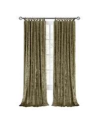 Kate Aurora Park Avenue 2 Piece Criss-Cross Tab Top Velvet Window Curtain Panels - 84 in. Long - Moss