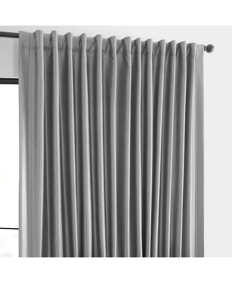 Half Price Drapes Silver Extra Wide Vintage Textured Faux Dupioni Silk Blackout Curtain
