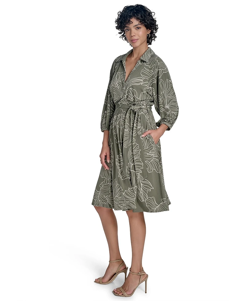 Calvin Klein Women's 3/4-Sleeve Jersey A-Line Dress