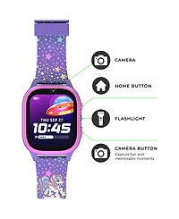 Playzoom 4 Kids Pink and Purple Print Leather Silicone Strap Smartwatch, 49mm