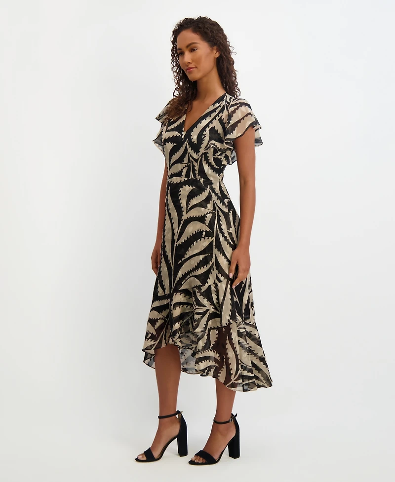 kensie Women's Printed Burnout Chiffon A-Line Dress