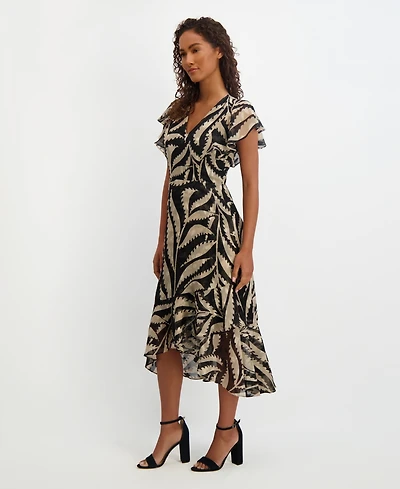 kensie Women's Printed Burnout Chiffon A-Line Dress