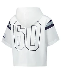 The Wild Collective Women's White Dallas Cowboys Mesh Short Sleeve Hoodie T-Shirt