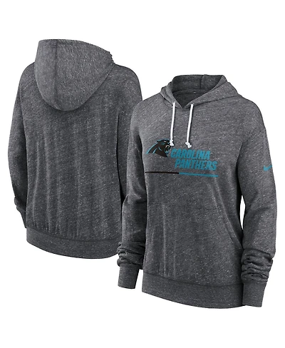 Nike Women's Heather Charcoal Carolina Panthers Team Spirit Gym Lightweight Hoodie Top