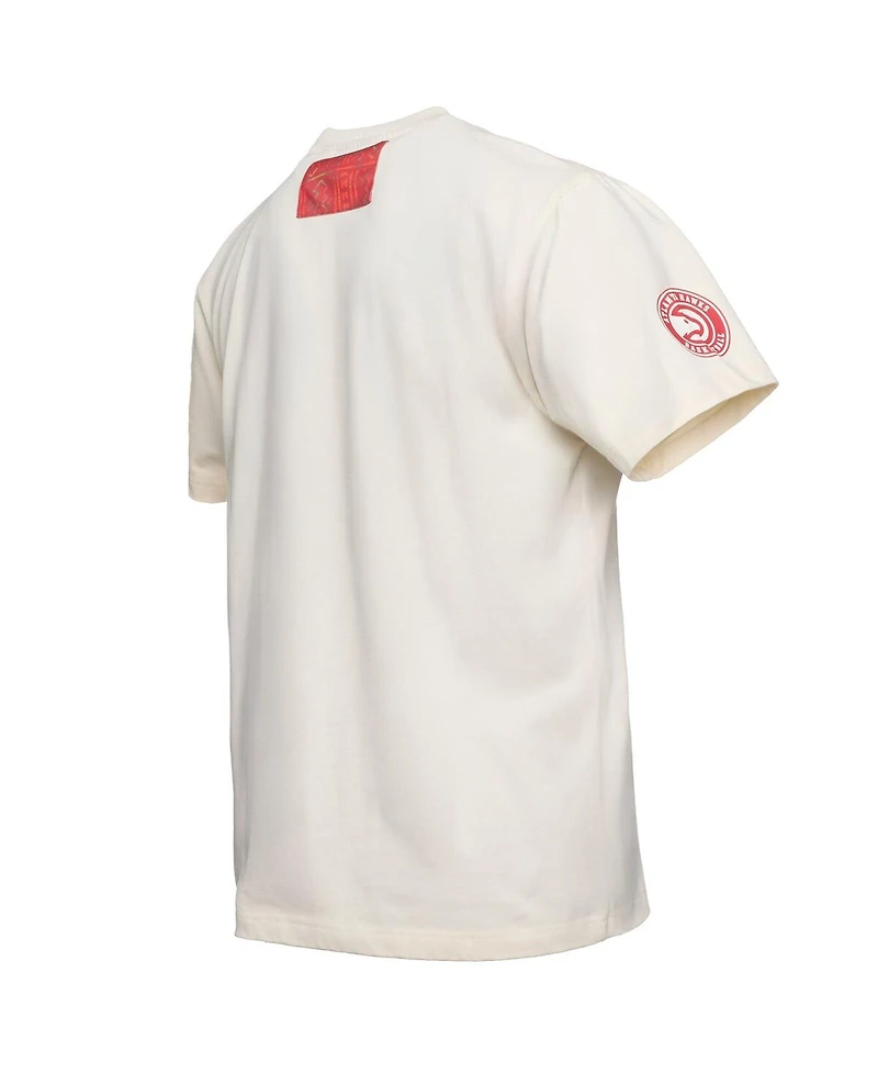 Two Hype x Nba Men's Cream Atlanta Hawks Culture Hoops Collection Premium T-Shirt